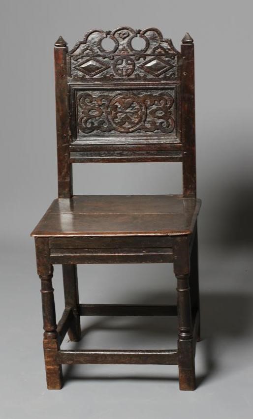 A JOINED OAK BACK STOOL Image