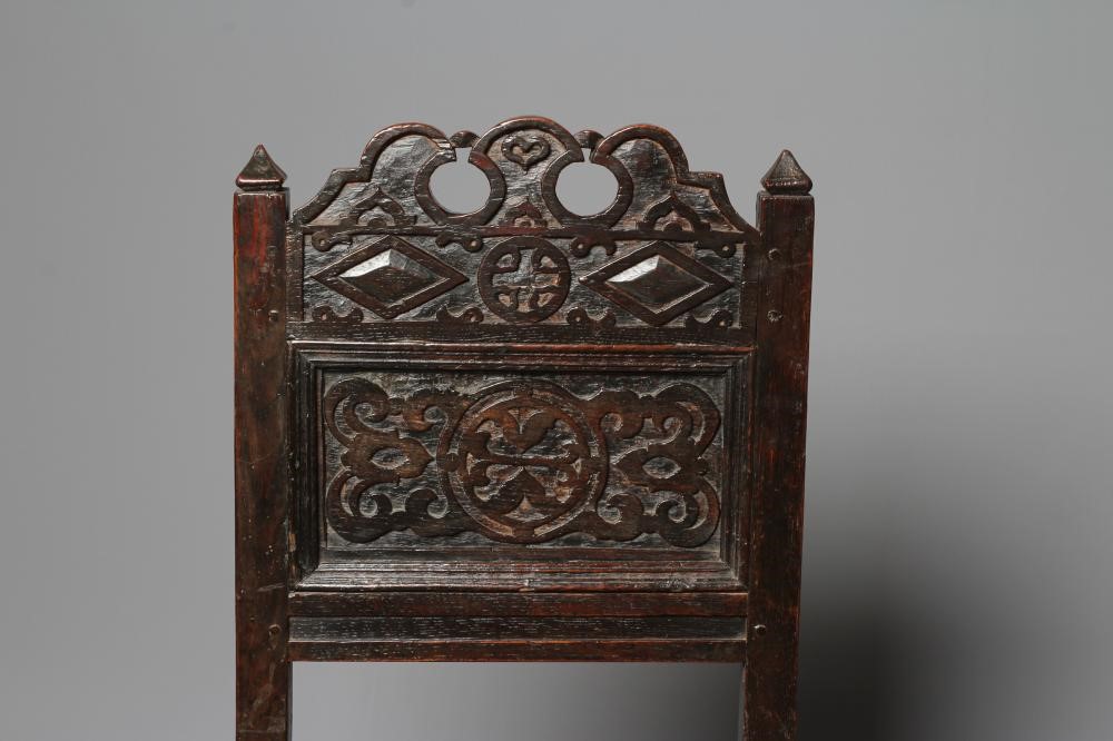 A JOINED OAK BACK STOOL Image