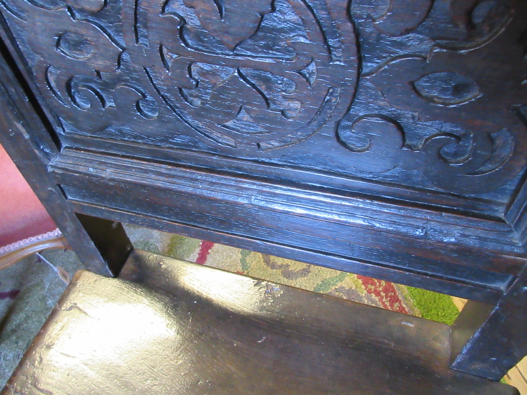 A JOINED OAK BACK STOOL Image