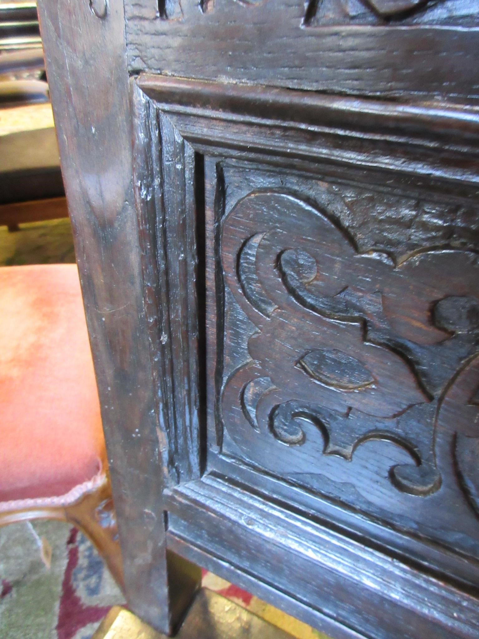 A JOINED OAK BACK STOOL Image