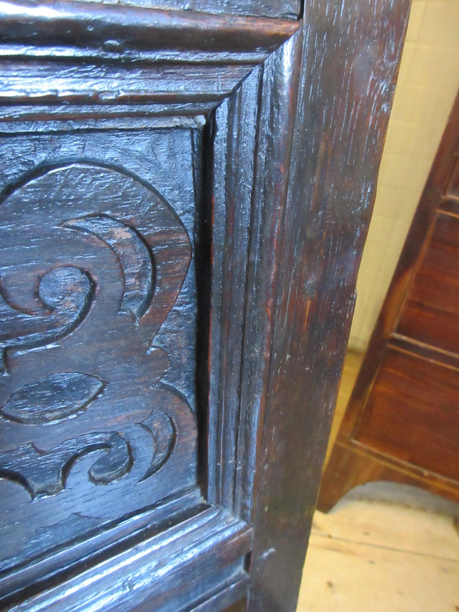 A JOINED OAK BACK STOOL Image