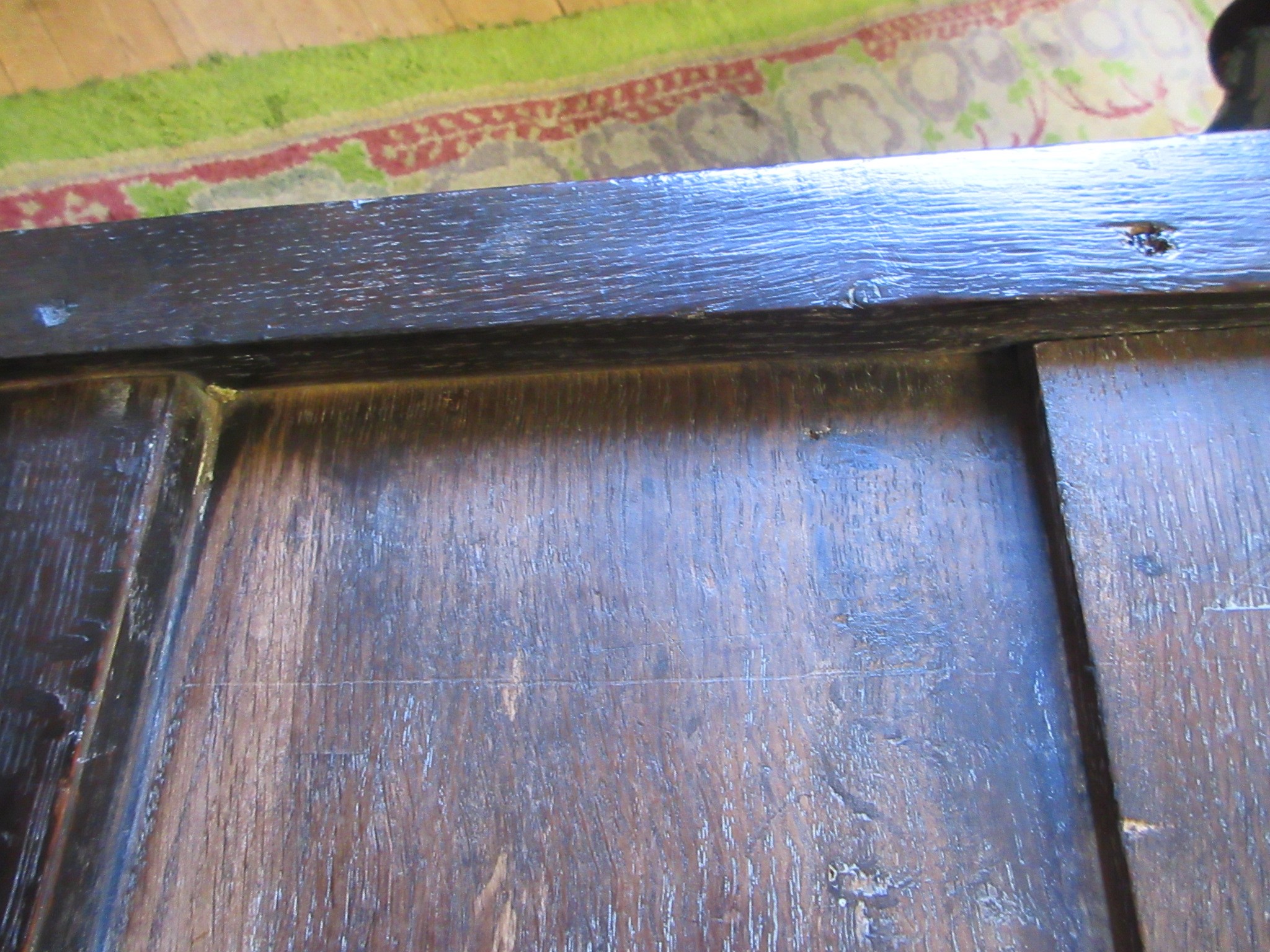 A JOINED OAK BACK STOOL Image
