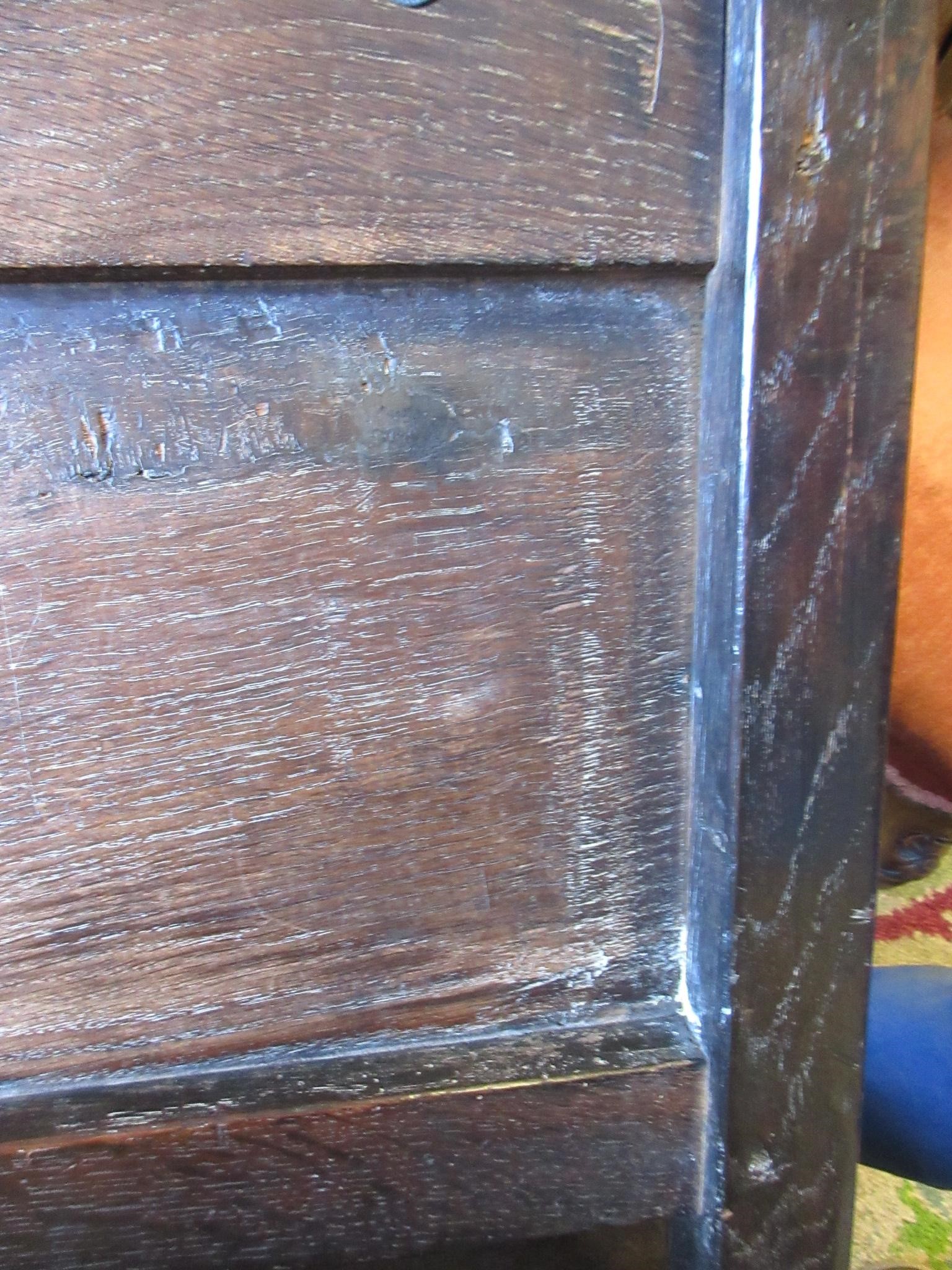 A JOINED OAK BACK STOOL Image