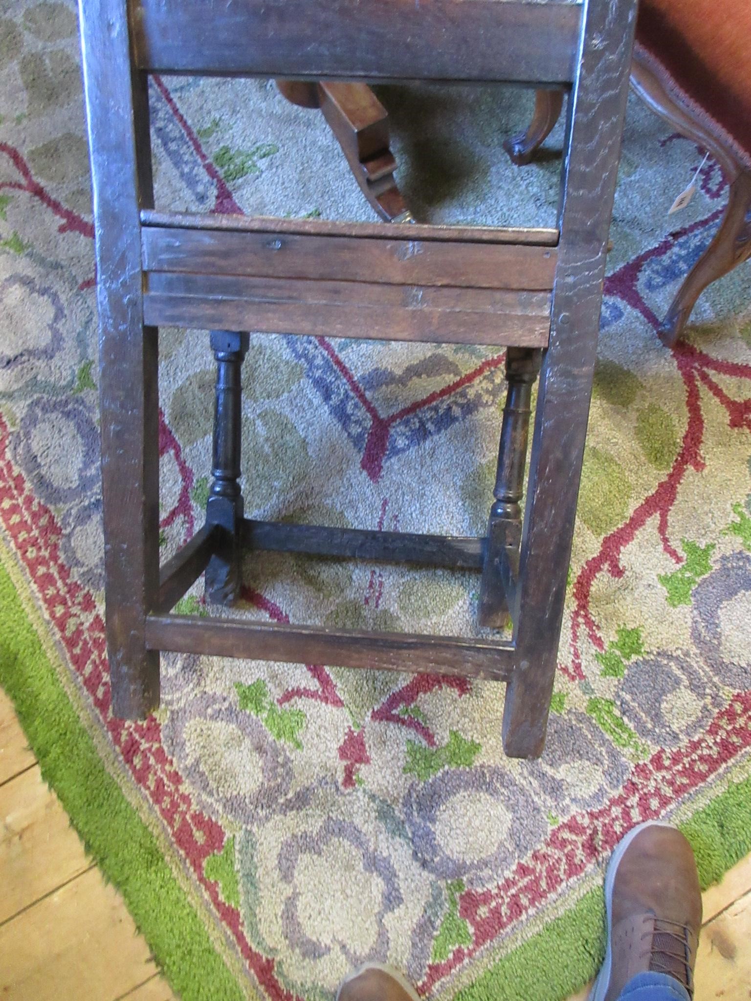 A JOINED OAK BACK STOOL Image