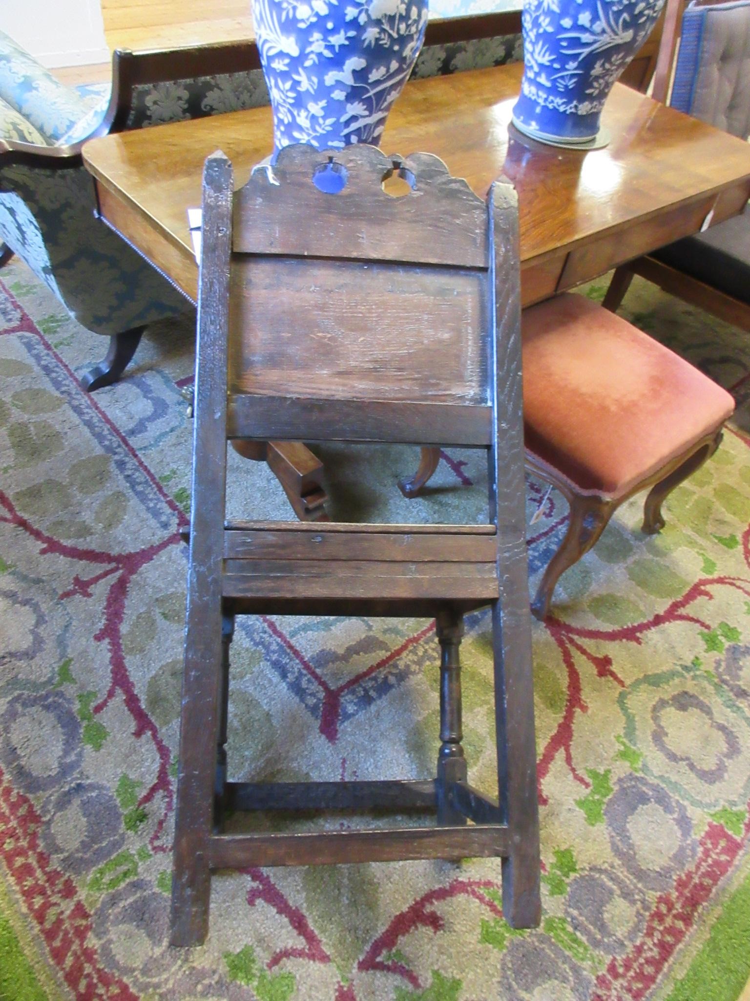 A JOINED OAK BACK STOOL Image