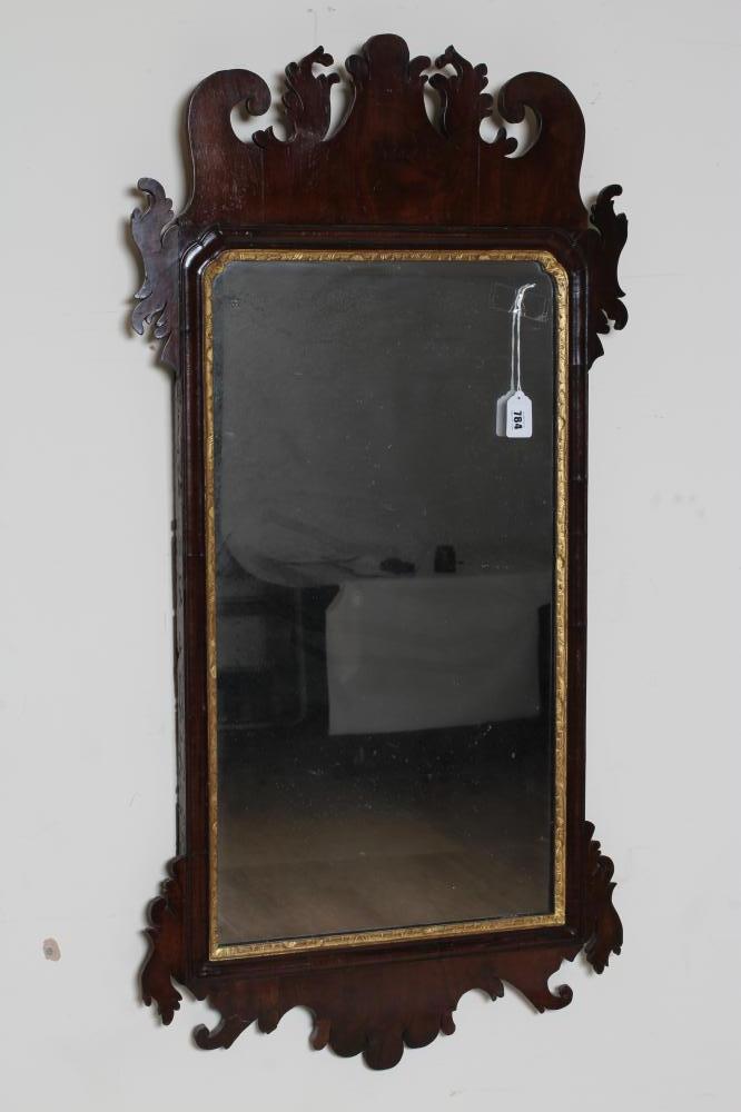 A GEORGIAN MAHOGANY FRETWORK MIRROR Image