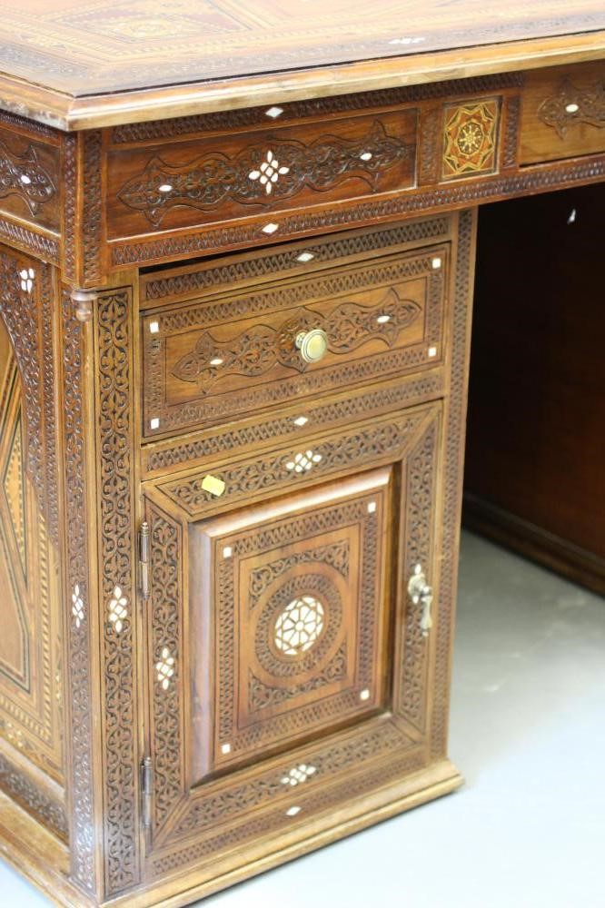 A SYRIAN PARQUETRY PEDESTAL DESK Image