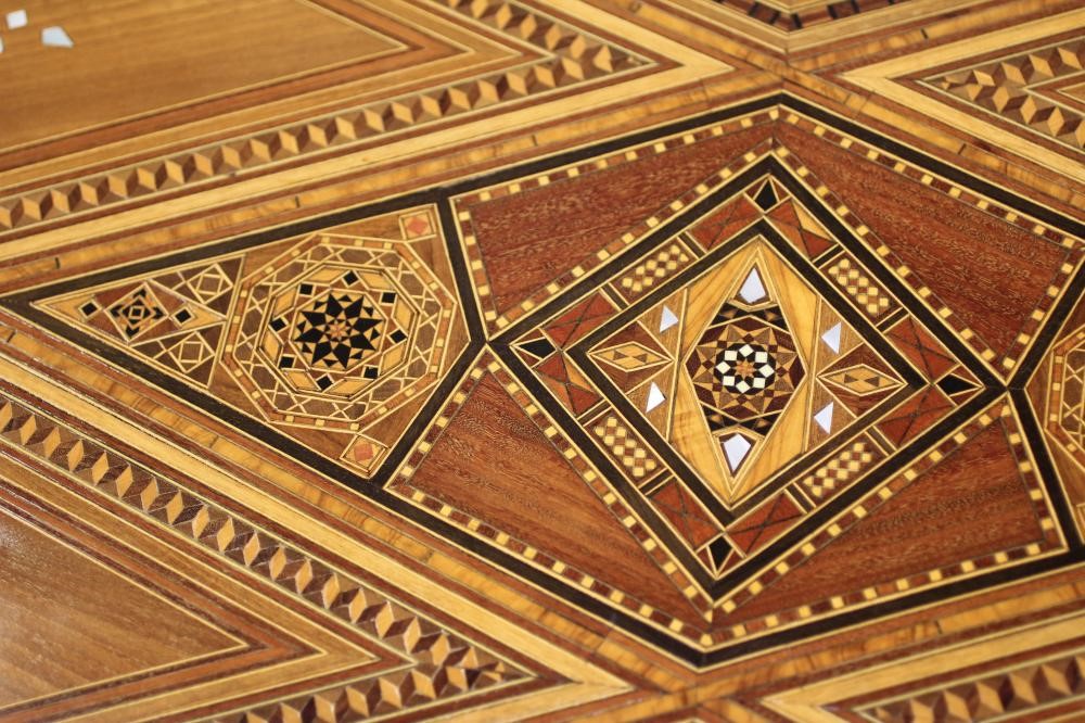 A SYRIAN PARQUETRY PEDESTAL DESK Image