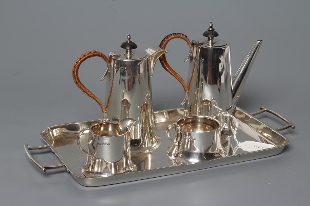 AN ART DECO SILVER FIVE PIECE CAFÉ-AU-LAIT SET Image