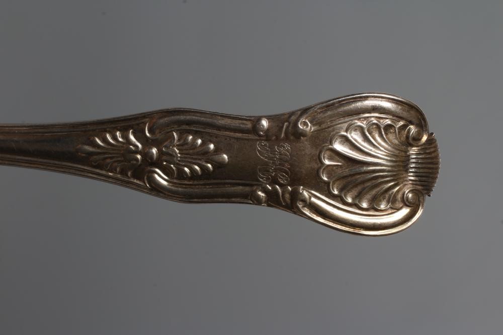 A SET OF THREE EARLY SILVER VICTORIAN KING'S PATTERN TABLE SPOONS Image