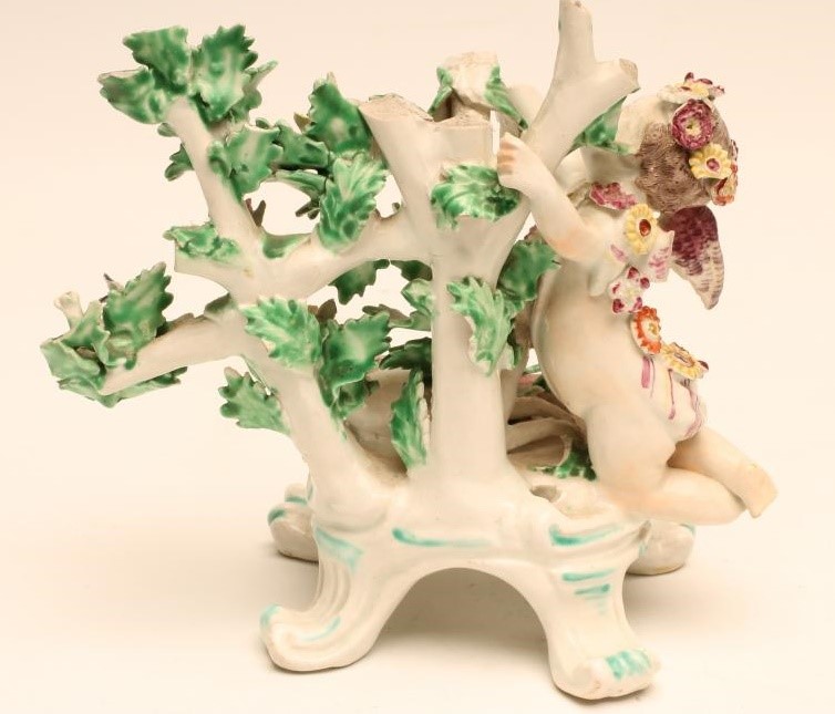 A BOW PORCELAIN FIGURAL CANDLESTICK BASE Image