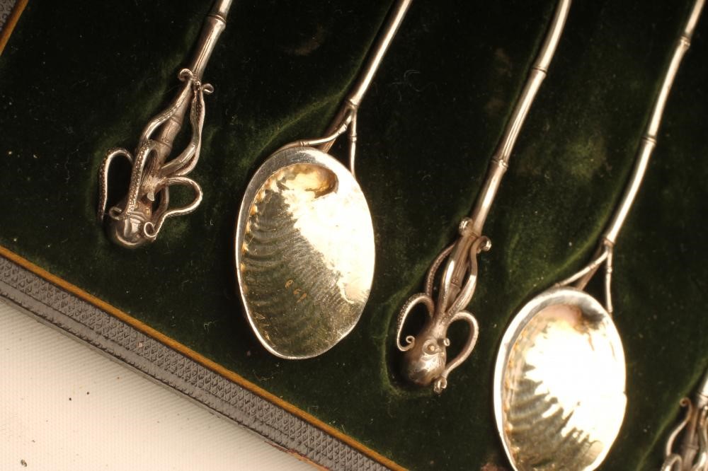 A SET OF SIX LIBERTY & CO. AESTHETIC SILVER TEASPOONS Image