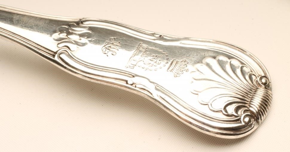 A SET OF FOUR LATE GEORGE III SILVER BASTING SPOONS Image