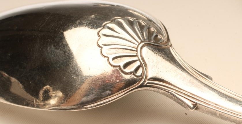 A SET OF FOUR LATE GEORGE III SILVER BASTING SPOONS Image