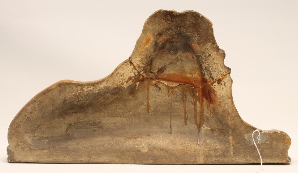 A VICTORIAN DERBYSHIRE FLATBACK STONEWARE FIREPLACE LION Image