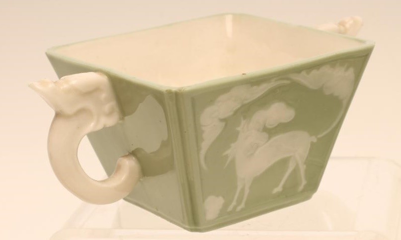 AN AESTHETIC PERIOD MINTON PARIAN CELADON GLAZED SOLITAIRE Image