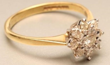 A NINE STONE DIAMOND CLUSTER RING Image