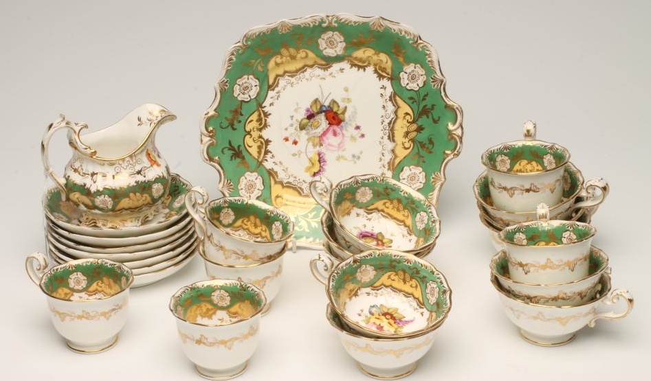 A COALPORT FELTSPAR PORCELAIN PART TEA AND COFFEE SERVICE Image