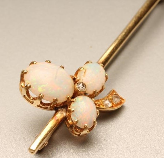 AN OPAL AND DIAMOND BROOCH Image