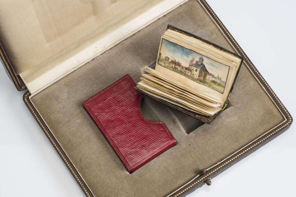 MINIATURE BOOK OF WATERCOLOURS contained alongside its slipcase in a bespoke box labelled: 'Jean Image