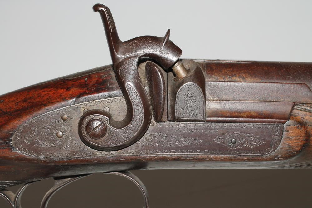 A PERCUSSION SPORTING SHOTGUN by F. Breener Image