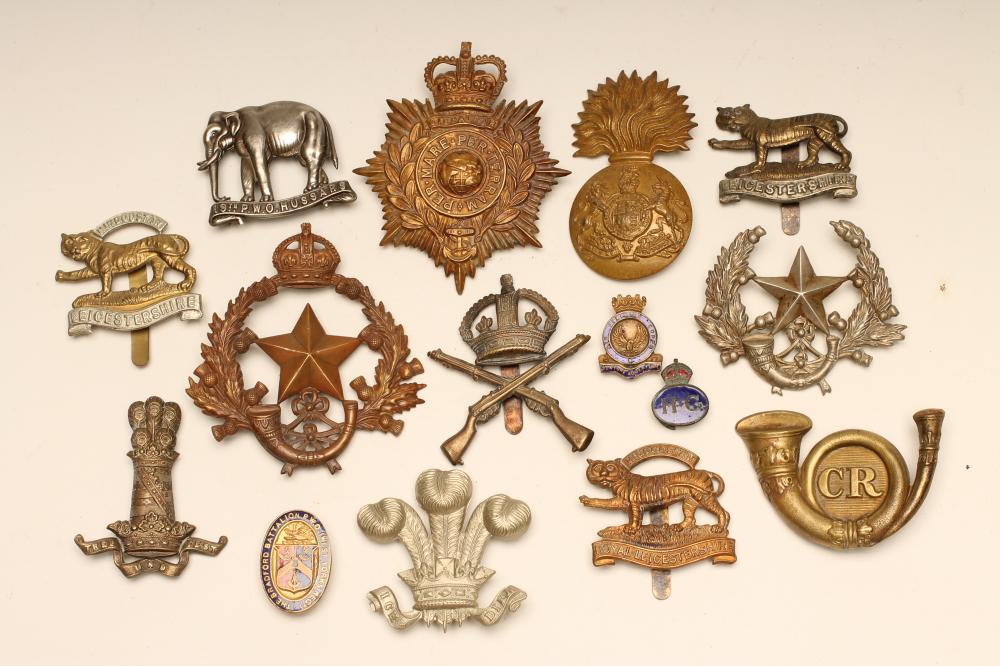 FIFTEEN BRITISH MILITARY BADGES comprising twelve cap badges and three enamelled buttonhole badges Image