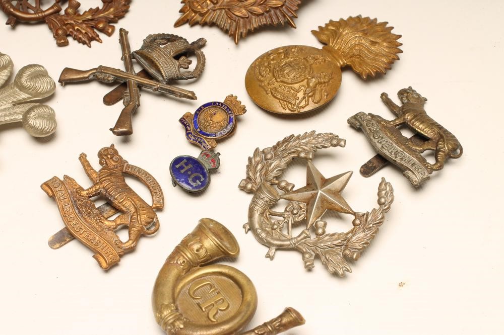 FIFTEEN BRITISH MILITARY BADGES comprising twelve cap badges and three enamelled buttonhole badges Image