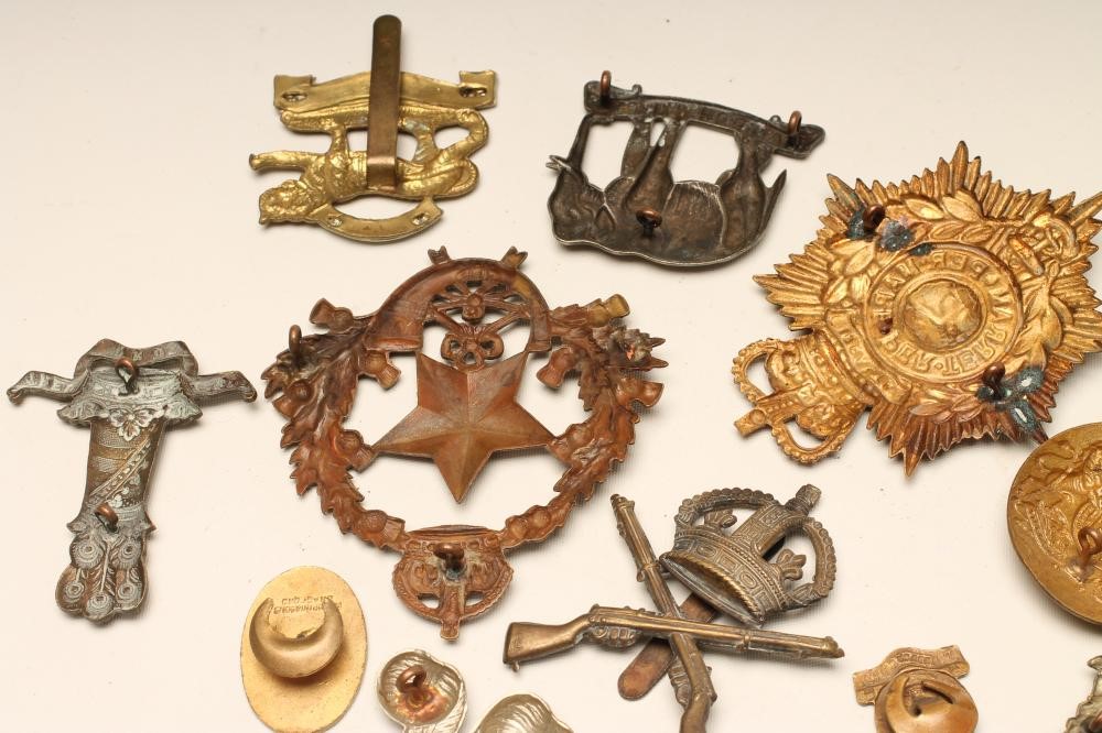 FIFTEEN BRITISH MILITARY BADGES comprising twelve cap badges and three enamelled buttonhole badges Image