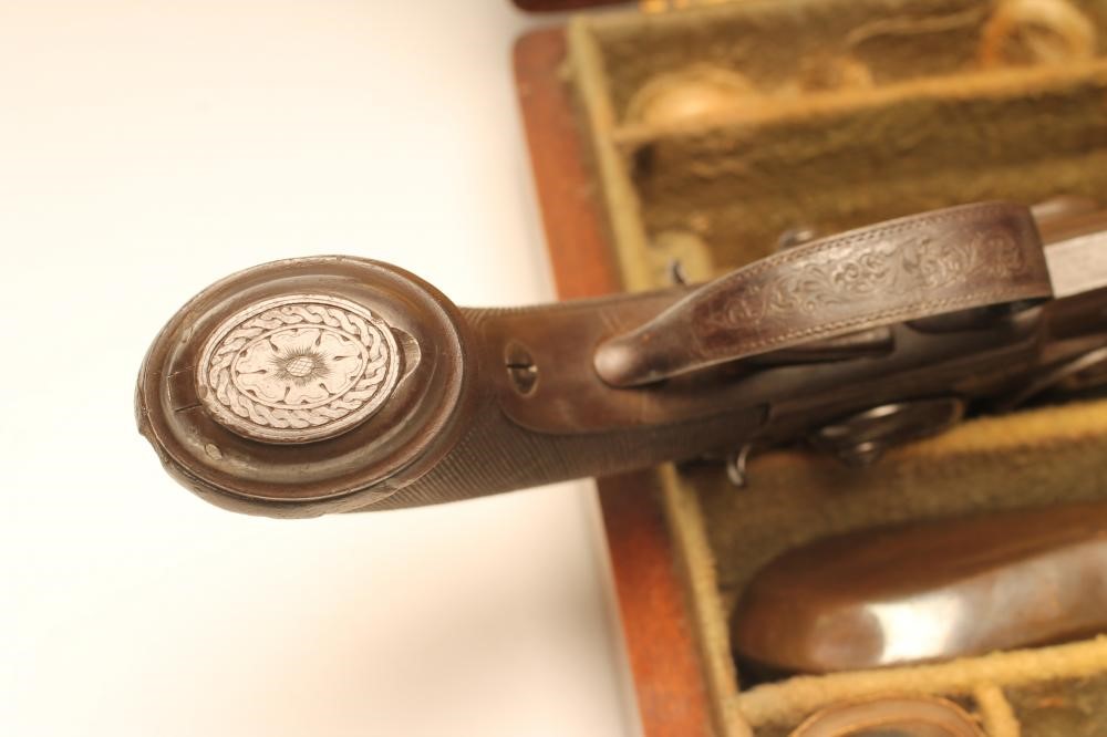 A DOUBLE BARRELLED OVER & UNDER PERCUSSION PISTOL by W. Jackson Image