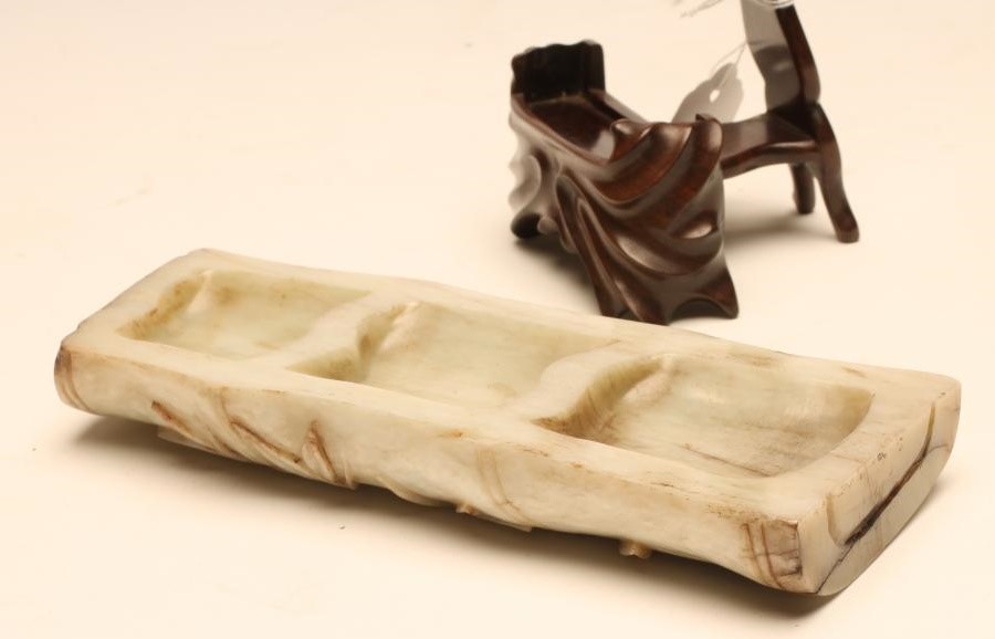 A JADE PANEL carved in relief with bamboo Image