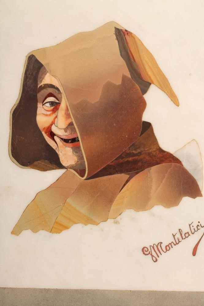 GUISEPPE MONTELATICI - a late 19th century Florentine pietra dura panel depicting a vignette head Image