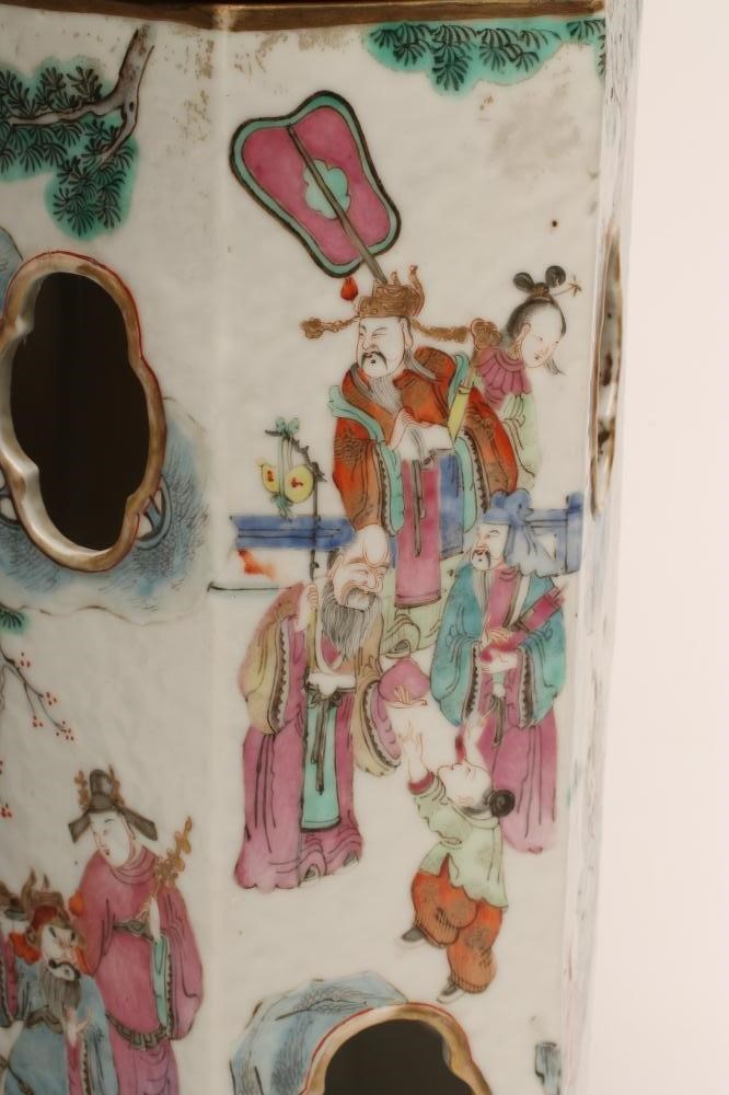 A PAIR OF CHINESE PORCELAIN WIG STANDS of hexagonal form Image