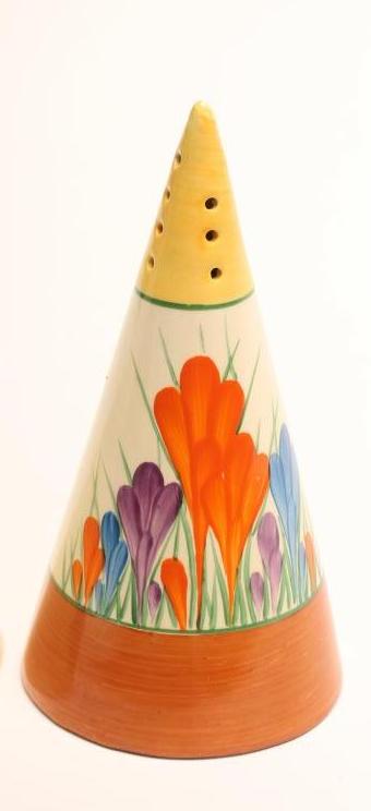 A CLARICE CLIFF NEWPORT POTTERY CONICAL SUGAR SIFTER Image