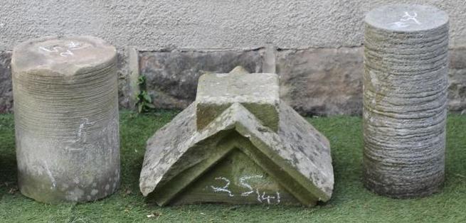 TWO CYLINDRICAL STONE COLUMNS Image