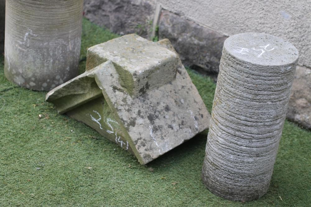 TWO CYLINDRICAL STONE COLUMNS Image