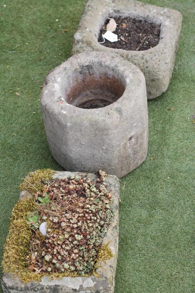 A SMALL SANDSTONE TROUGH of rough hewn oblong form Image