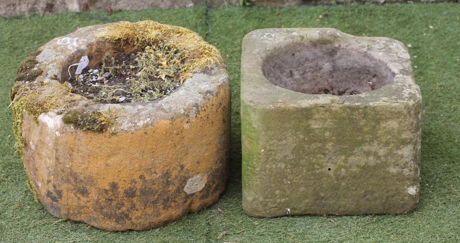 A SANDSTONE TROUGH of cylindrical form with flat rim Image