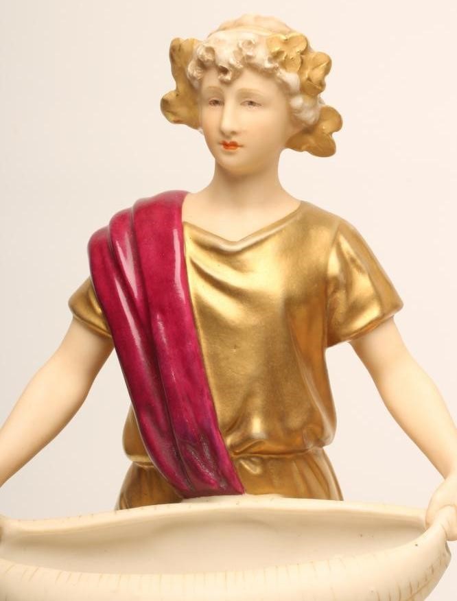 A PAIR OF ART NOUVEAU ROYAL DUX BISQUE PORCELAIN FIGURES Image