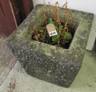 A SANDSTONE PLANTER of square tapering form Image