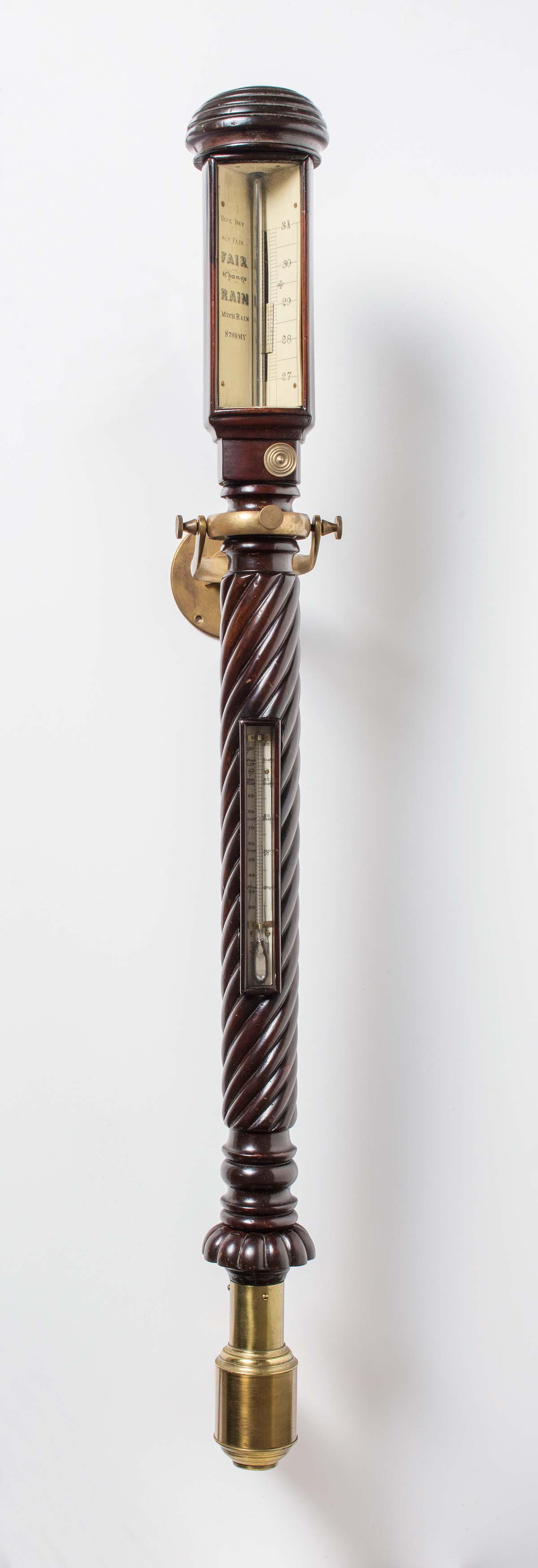 A MAHOGANY MARINE STICK BAROMETER Image