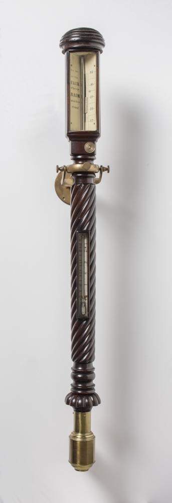 A MAHOGANY MARINE STICK BAROMETER Image
