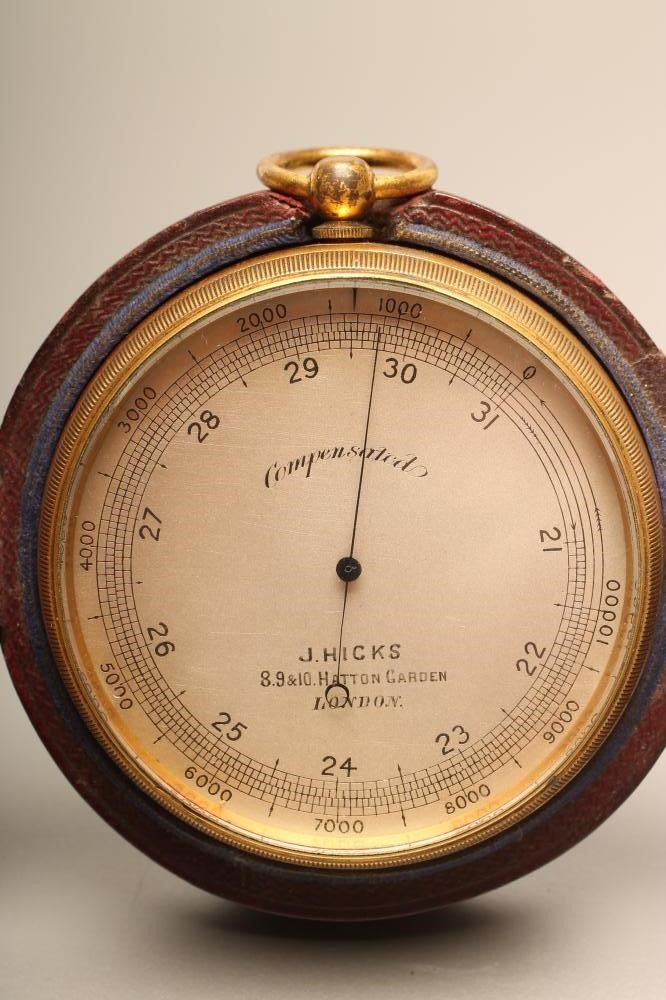A VICTORIAN LARGE POCKET ANEROID BAROMETER Image