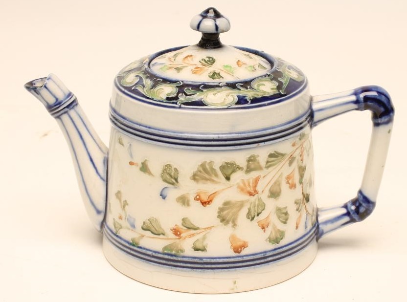 A MACINTYRE MOORCROFT POTTERY DURA WARE TEAPOT AND COVER Image