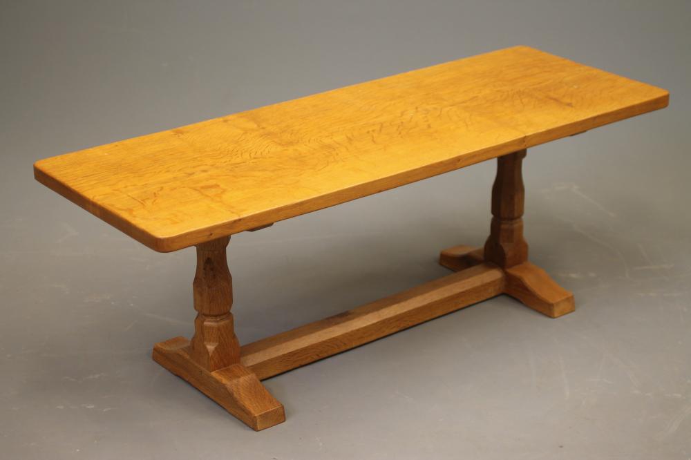 AN ADZED OAK COFFEE TABLE by Robert Thompson Image
