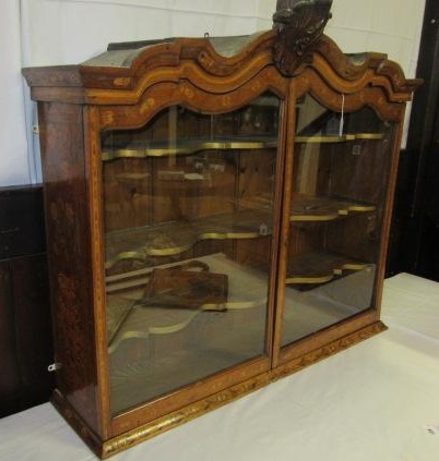 A DUTCH FLORAL MARQUETRY DISPLAY CUPBOARD Image