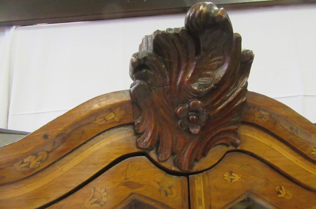 A DUTCH FLORAL MARQUETRY DISPLAY CUPBOARD Image