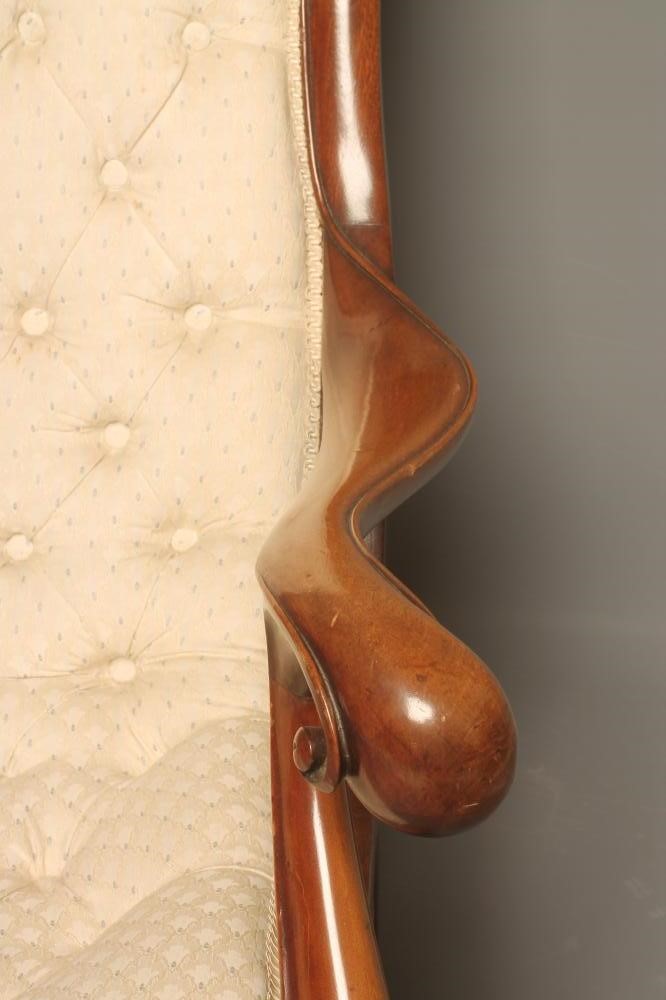 A VICTORIAN MAHOGANY SHOW-WOOD FRAMED ARMCHAIR Image