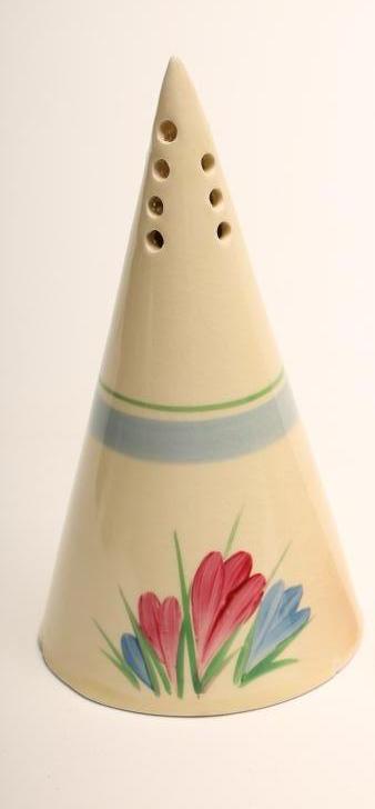 A CLARICE CLIFF WILKINSON POTTERY CONICAL SUGAR SIFTER Image