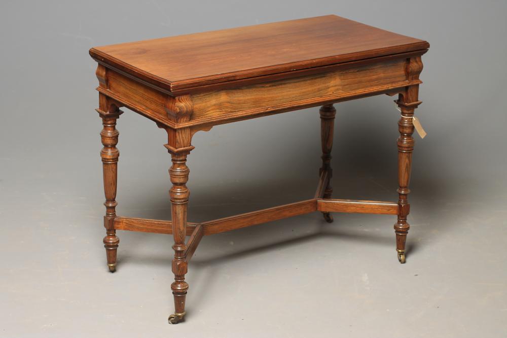 A VICTORIAN ROSEWOOD FOLDING CARD TABLE Image