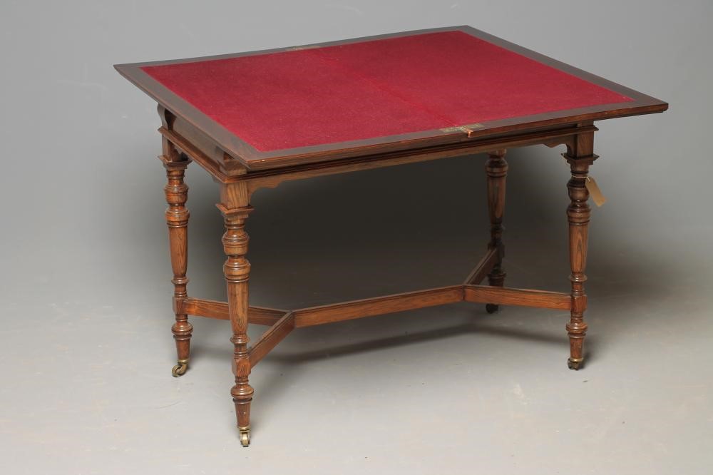 A VICTORIAN ROSEWOOD FOLDING CARD TABLE Image